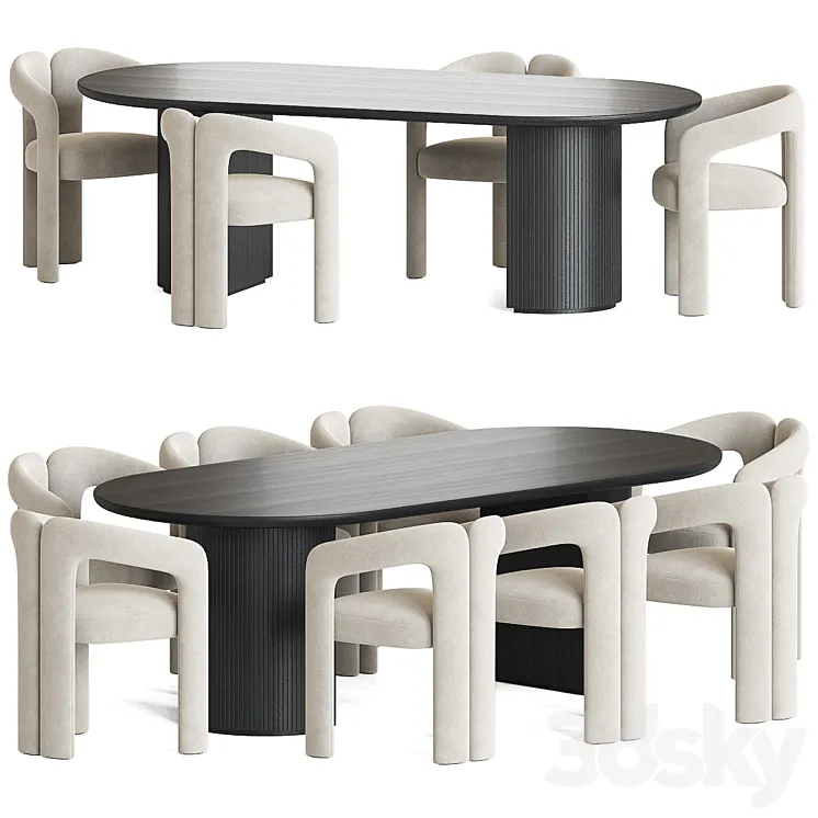 Dudet Chair Moon Table Dining Set 3DS Max