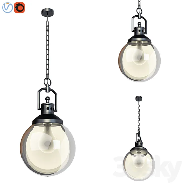 Duke Oversized Indoor Outdoor Recycled Glass Pendant 3ds Max