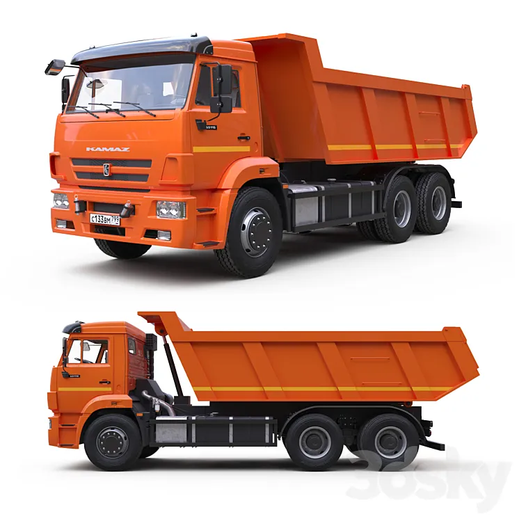 Dump truck on the KAMAZ-65115 chassis. 3DS Max