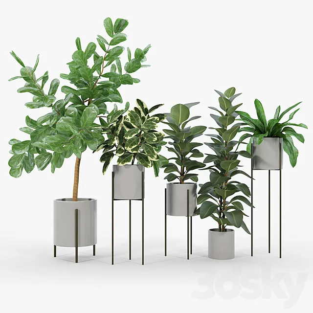 Dundee Light Gray Planters with Stands 3DS Max Model