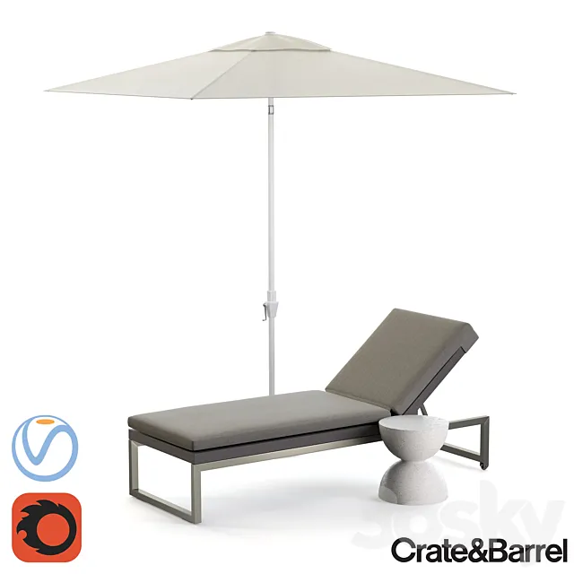 Dune Chaise Lounge with Sunbrella 3DSMax File
