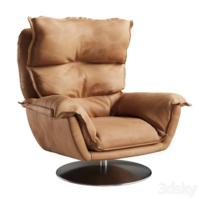 Dunn Leather Swivel Arm Chair 3dsMax Model