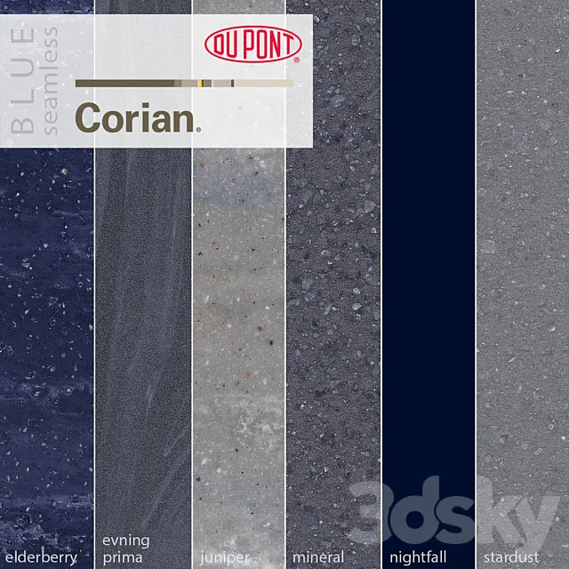 Dupont Corian Kitchen Countertops Blue 2 3DS Max Model