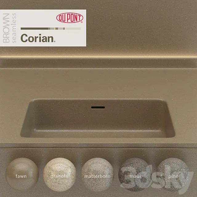Dupont Corian Kitchen Countertops Brown 5 3DSMax File