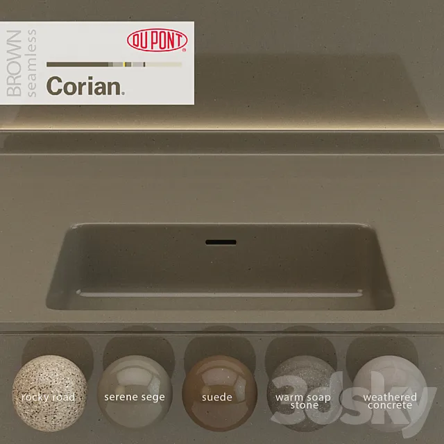 Dupont Corian Kitchen Countertops Brown 6 3DSMax File