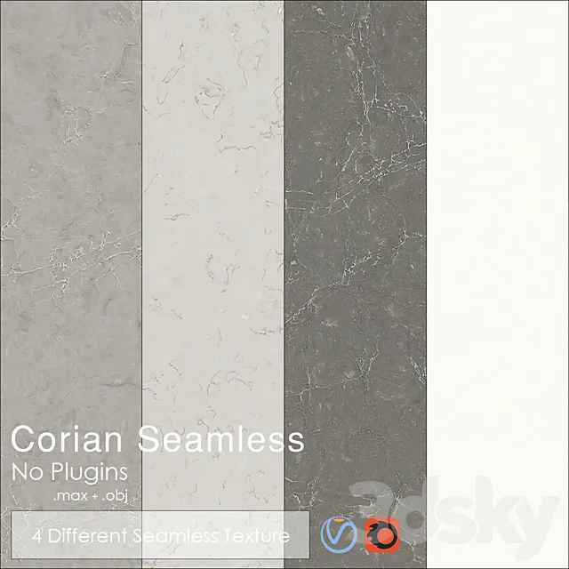 Dupont Corian Kitchen Countertops Grigio 3DS Max Model