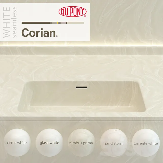 Dupont Corian Kitchen Countertops White 2 3DS Max Model