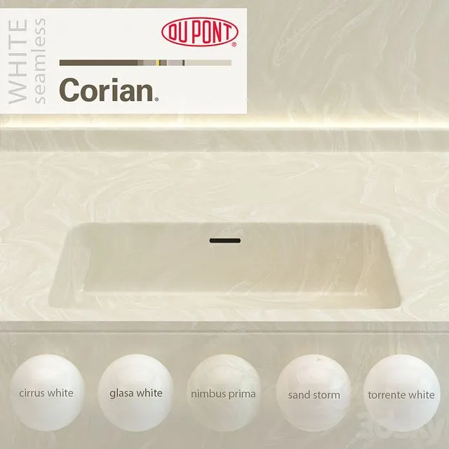 Dupont Corian Kitchen Countertops White 2 3dsMax Model