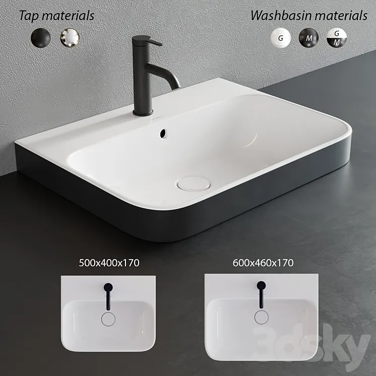 Duravit HAPPY D.2 PLUS Rectangular Washbasin 3DS Max