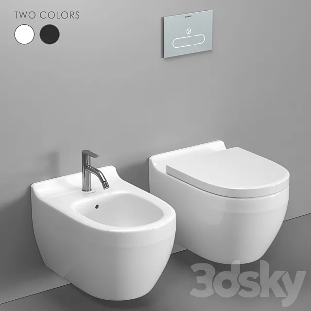 Duravit Starck 3 wall-hung toilet and bidet 3DS Max Model