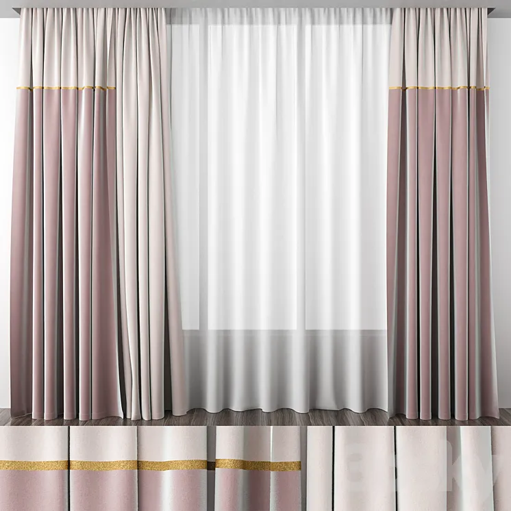 Dusty rose curtains 3DS Max