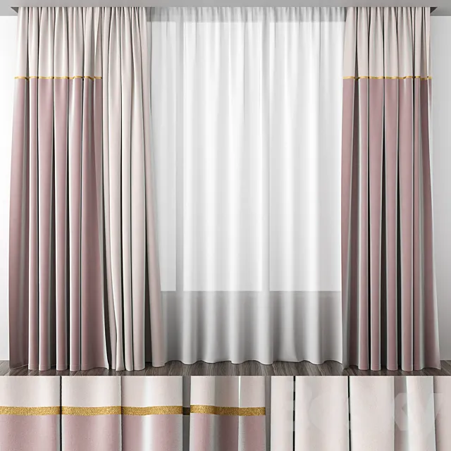 Dusty rose curtains 3DSMax File