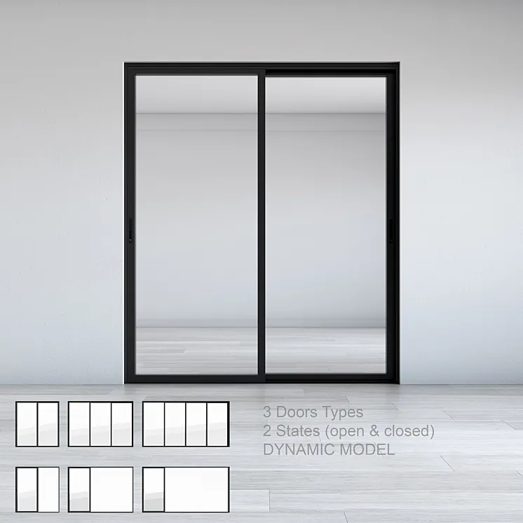 Dynamic Sliding Doors Set 01 3DS Max