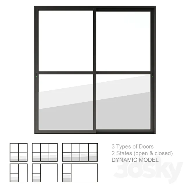 Dynamic Sliding Doors Set 03 3DSMax File