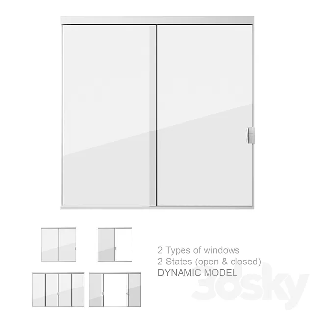 Dynamic Sliding Windows Set 03 3DS Max Model