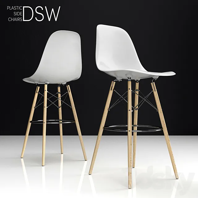 Eames DSW Bar plastic side chairs 3ds Max