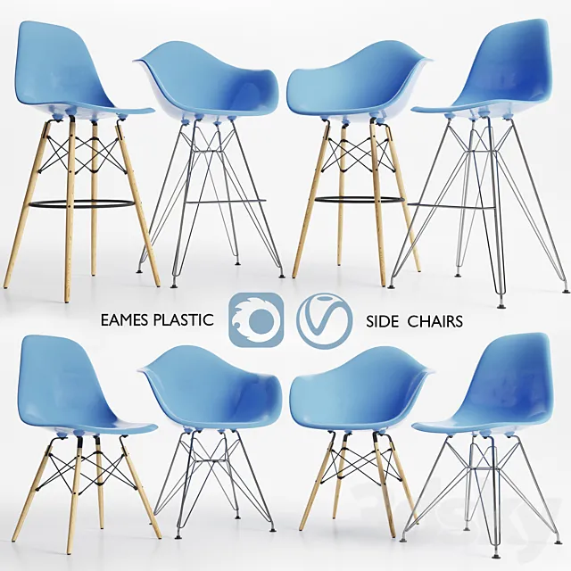 Eames Plastic Side Chairs 3DS Max Model