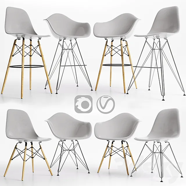 Eames Plastic Side Chairs GRAY 3DSMax File