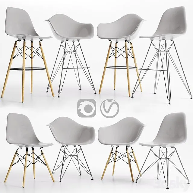 Eames Plastic Side Chairs GREY 3dsMax Model