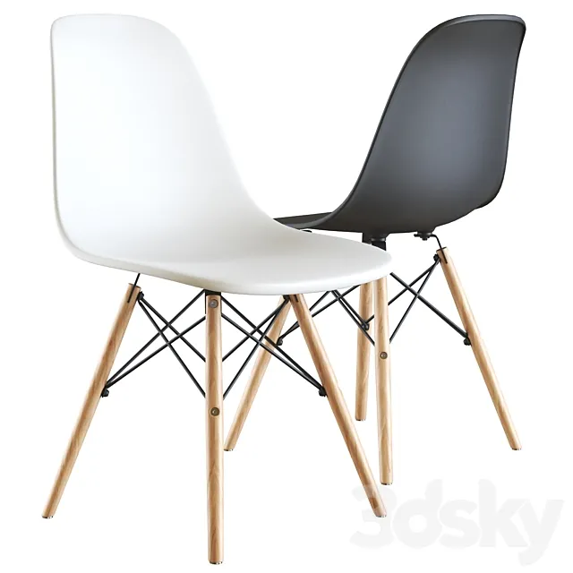 Eames style DSW white chair 3ds Max