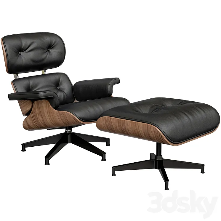 Eames Style Lounge Chair & Ottoman 3DS Max