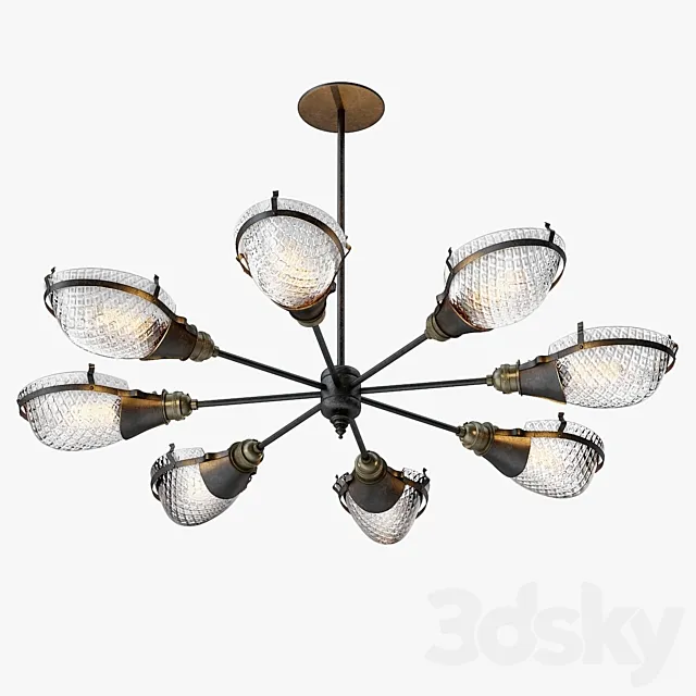 Early Style Quilted Glass Operating Room Light Chandelier 3DSMax File