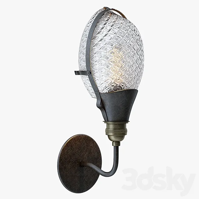 Early Style Quilted Glass Operating Room Light Sconce 3DSMax File