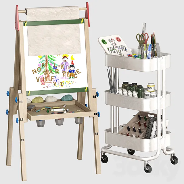 Easel for Kids with 2 Drawing Paper Raskog 3ds Max