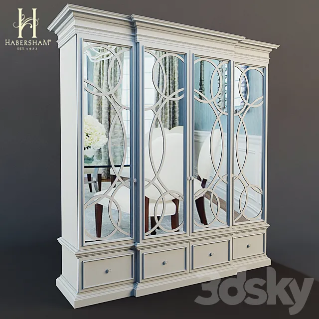 East Hampton Display Cabinet with Mirrored Doors 3DSMax File