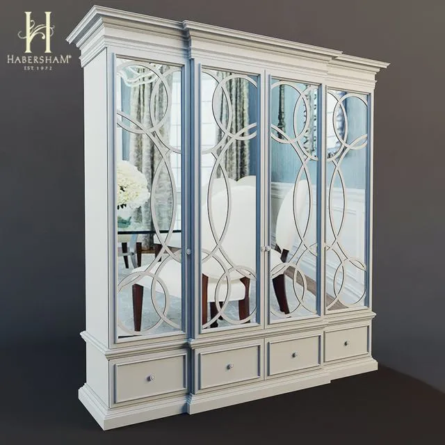East Hampton Display Cabinet with Mirrored Doors 3dsMax Model