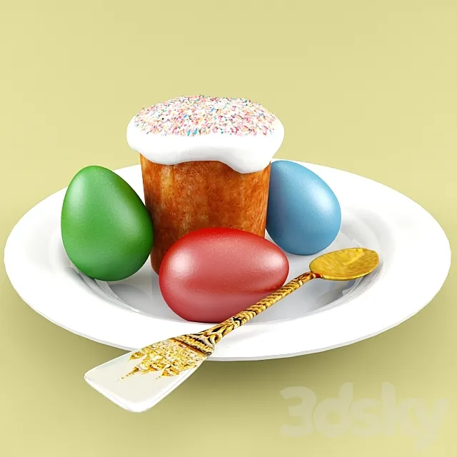 Easter egg on a plate 3DS Max Model