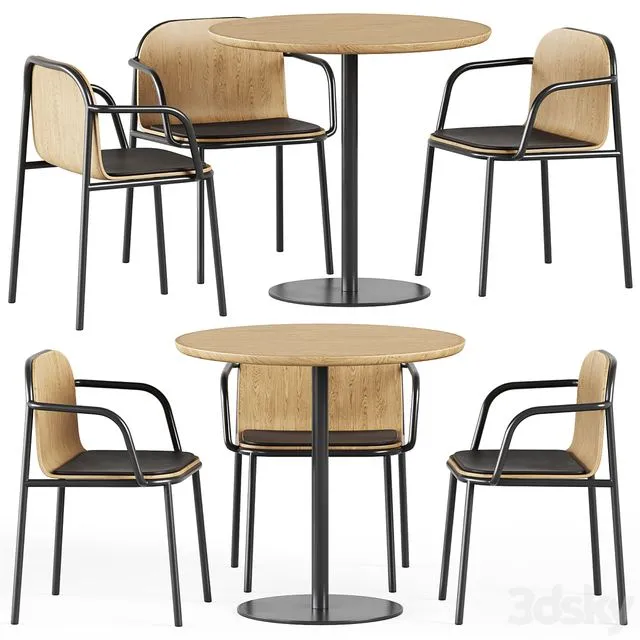 Easy Mix and Fix Table 630 by Ton & Upholstered Shell Armrest Chair by Annud 3dsMax Model