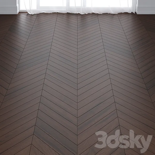 Ebony Oak Wood Parquet Floor in 3 types 3DS Max Model