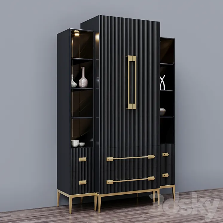 Ebony Satin Tall Cabinet 3DS Max