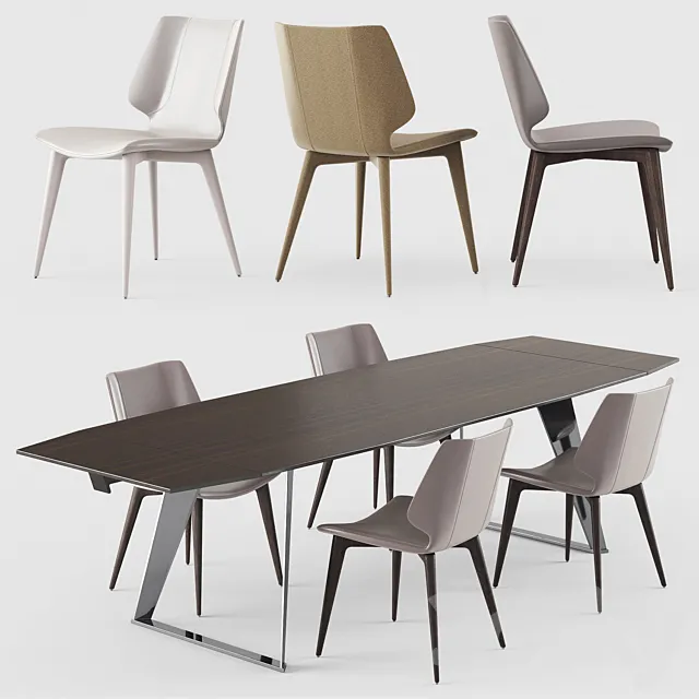 ECHOES DINING TABLE & KASUKA CHAIR Roche Bobois 3DS Max Model