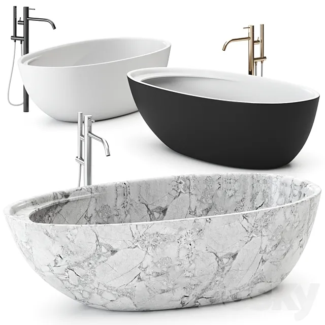 Eclipse Carrara Marble Bathtub by Antonio Lupi Design Washbasin 3DSMax File