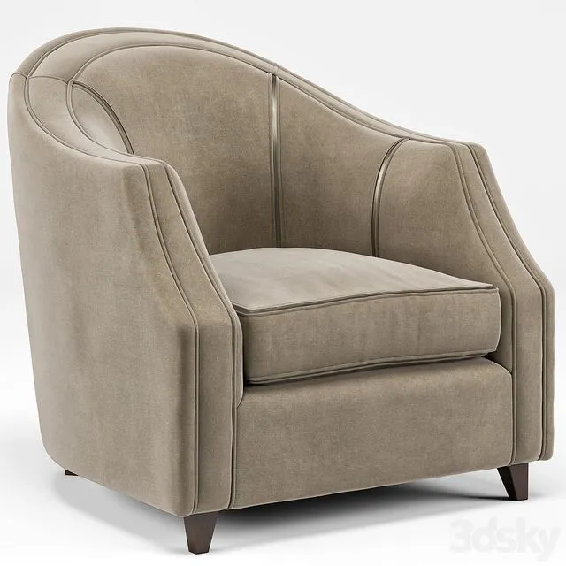 Edina Regency Camel Velvet Round Seamed Arm Chair 3dsMax Model