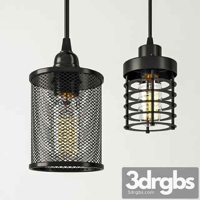 Edison lamp in steel lampshade 3dsmax Download
