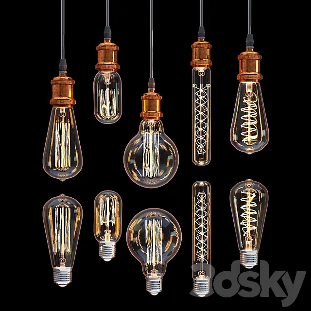 Edison lamps collection 3DS Max Model