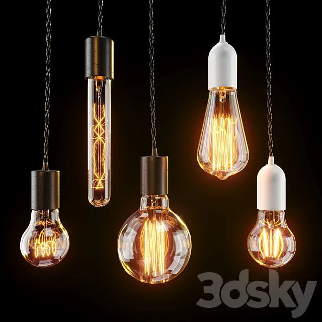 Edison lamps set 3ds Max