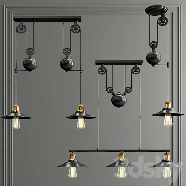 Edison loft chandelier 3ds Max