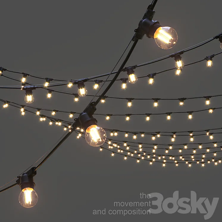 Editable Garland on a rope 3DS Max Model