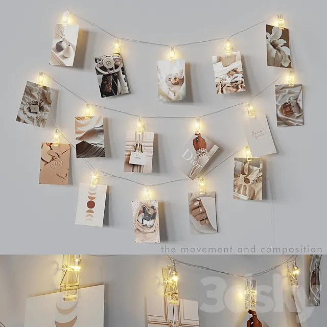 Editable photo garland beige 3DSMax File