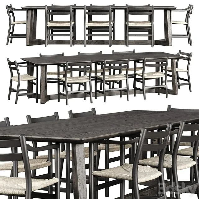 Edu Furniture Dining Set V1 Garden furniture set 3dsMax Model