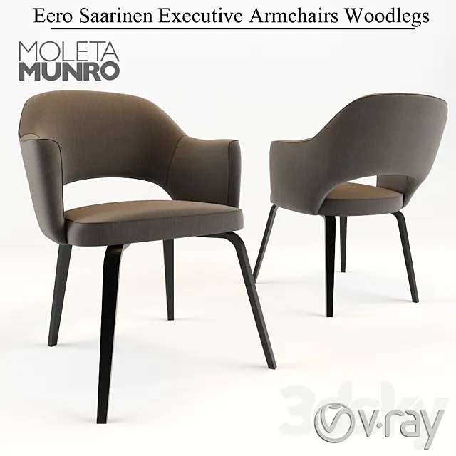 Eero Saarinen Executive Armchairs Woodlegs 3ds Max