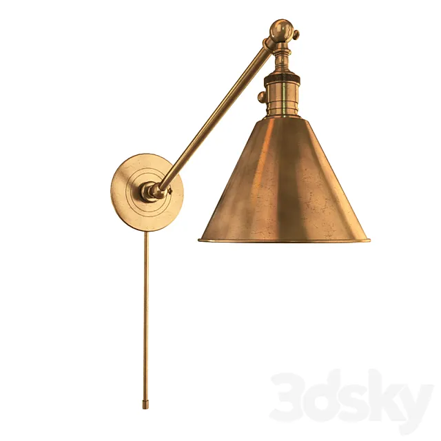 EF Chapman Boston 18 inch 60 watt Hand-Rubbed Antique Brass Single Arm Library Wall Light 3ds Max