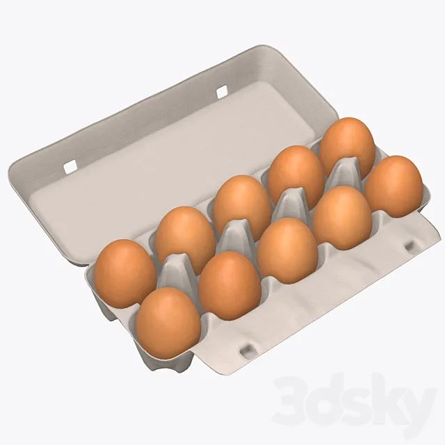 Egg cardboard package for 10 eggs opened 3ds Max