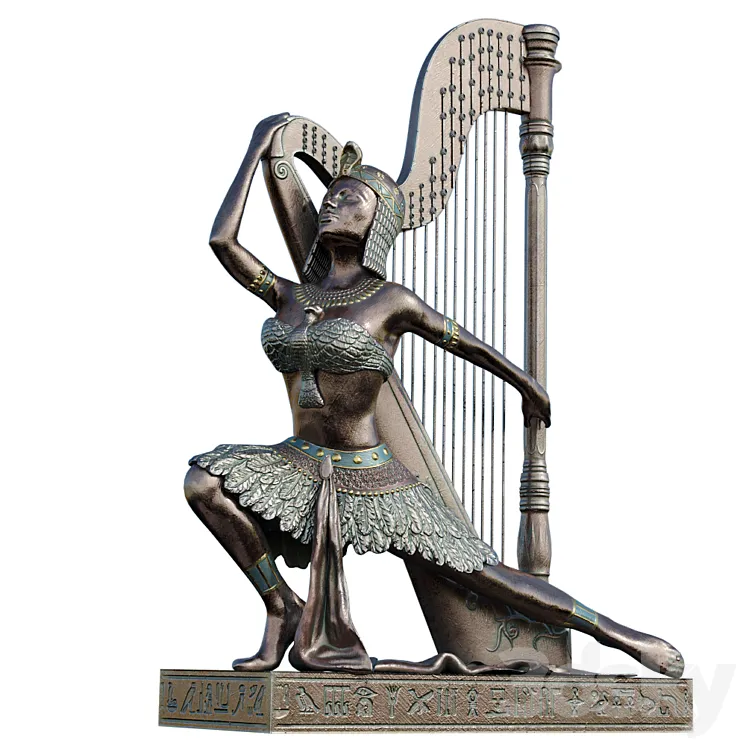 Egyptian with harp 3DS Max