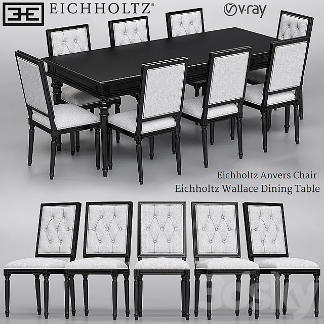 Eichholtz Anvers Chair and Wallace Dining Table 3DSMax File