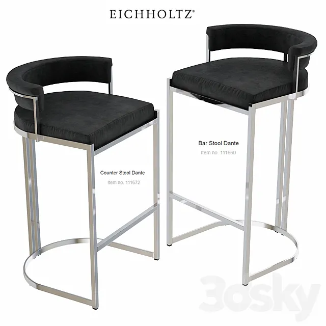 EICHHOLTZ Counter & Bar Stool Dante 111672 111660 3ds Max